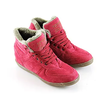 【Pretty】韓系暢銷個性女孩絨毛綁帶休閒鞋36紅色
