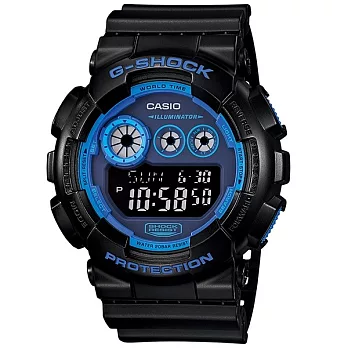 G-SHOCK 時尚炫風再進化搶眼色系運動腕錶-黑+藍-GD-120N-1B2