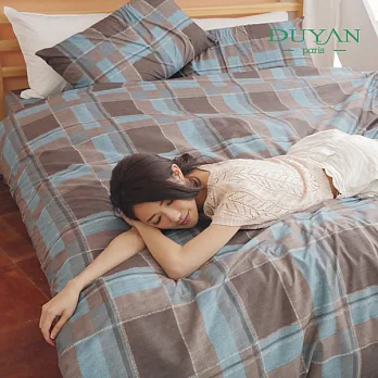 DUYAN《紳夜藍調》雙人四件式薄被套床包組