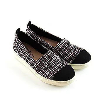 【Pretty】小香風毛呢拼接平底懶人鞋23.5粉紅