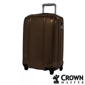 CROWN MASTER 輕量防潑水19.5吋PC亮面TSA海關安全鎖行李箱-珠光咖啡珠光咖啡