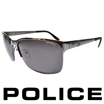 POLICE 義大利警察都會款個性型男眼鏡-金屬框(銀灰) POS8875-584P