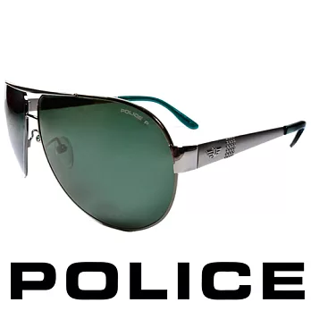 POLICE 義大利警察都會款個性型男眼鏡-金屬框(綠銀) POS8876-584P