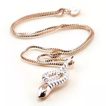 Wildfox Couture 美國品牌 鑲金象牙 白琺瑯 玫瑰金蛇 項鍊