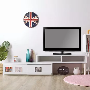 【木生活】萬用伸縮旋轉電視櫃-三色純淨白