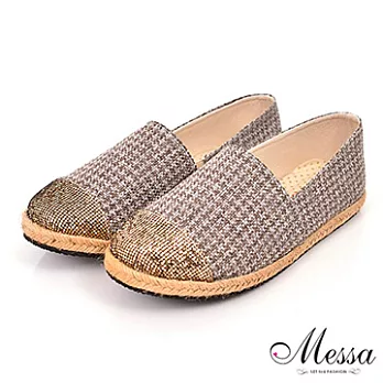 【Messa米莎】(MIT)學院款炫亮格紋撞色樂福鞋-兩色35灰色