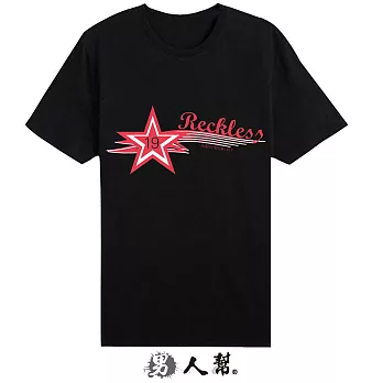 【男人幫】T1088＊【19號星星RECKLESS圓領短袖T恤】黑色2XL尺寸