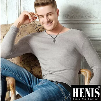 【HENIS】時尚型男熱纖維彩V領長袖衫~2件組(4色可選)M黑淺灰