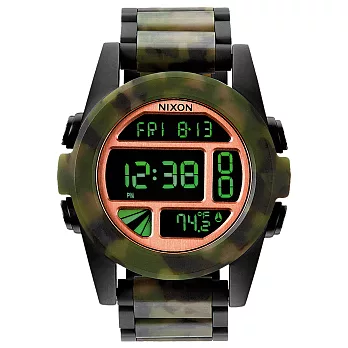 NIXON The UNIT SS 荒野之戰迷彩時尚叢林腕錶-鋼帶