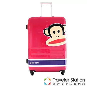 Paul Frank 撞色鋁框式26吋PC硬殼TSA海關鎖行李箱-桃紅桃紅