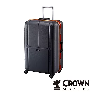 CROWN MASTER 極輕炫彩23吋PC鋁框TSA海關安全鎖行李箱-橘框橘框