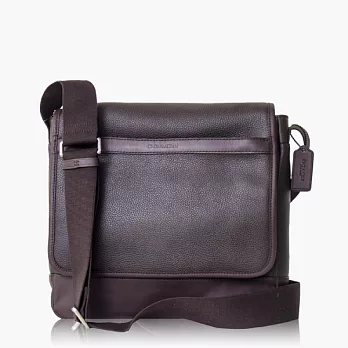 COACH 男仕品味 高質感皮革斜背包_深咖