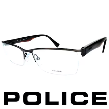 POLICE 義大利警察都會款個性型男眼鏡-半框(黑橘) POV8718-0627