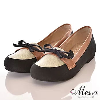 【Messa米莎】(MIT)丹寧女孩玩色穿搭內真皮平底包鞋-兩色35黑色