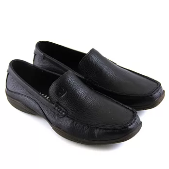 SNAIL蝸牛 紳士魅力舒適真皮壓紋超輕量休閒帆船鞋44黑色