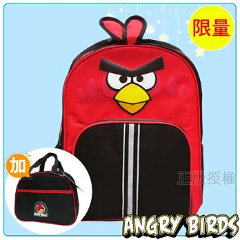 【Angry Birds】憤怒鳥 書包+便當袋-俏皮造型反光護脊款(紅色)紅色