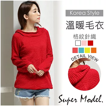 【名模衣櫃】連帽大格紋毛衣-共7款FREE黃