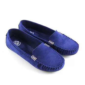【Pretty】百搭絨布質感金飾扣莫卡辛休閒鞋24藍色