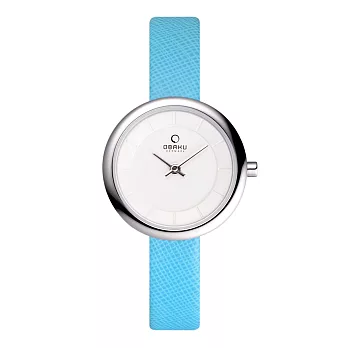 OBAKU 雅悅媛式時尚腕錶-銀框x藍帶