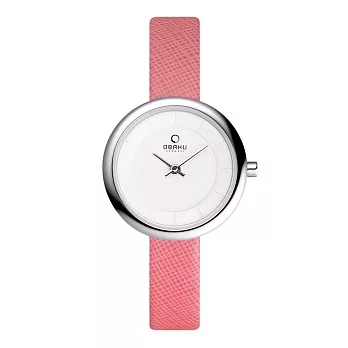 OBAKU 雅悅媛式時尚腕錶-銀框x粉紅帶