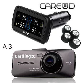 CarKing行車王Full HD寬螢幕行車記錄器A3+CAREUD胎外型胎壓偵測器U903W(360度新版)