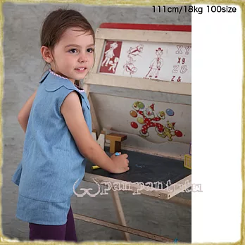 Panpantutu 花瓣領口洋裝-丹寧90藍