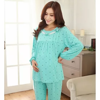 韓版居家孕婦哺乳衣套裝(上衣+褲子)FREE藍色愛心