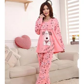 韓版居家孕婦哺乳衣套裝(上衣+褲子)FREE粉紅小狗