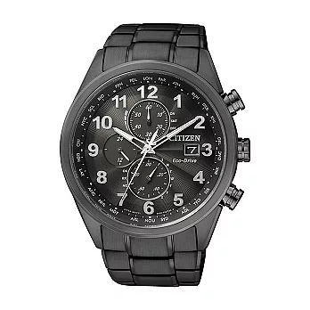 CITIZEN Eco-Drive 放眼未來觀萬年曆五局時尚電波腕錶-黑-AT8105-53E