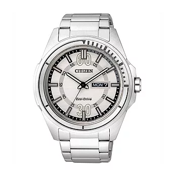 CITIZEN Eco-Drive 紳士品味光動能時尚優質腕錶-銀-AW0030-55A