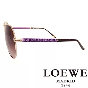 LOEWE 西班牙皇室品牌羅威經典皮革蛇紋太陽眼鏡(紫色) SLW380-08Y9
