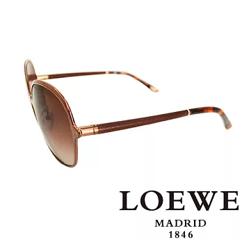 LOEWE 西班牙皇室品牌羅威經典素面皮革太陽眼鏡(咖啡色) SLW381-0A16