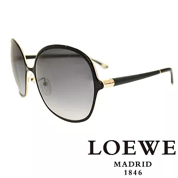 LOEWE 西班牙皇室品牌羅威經典素面皮革太陽眼鏡(黑色) SLW381-0301