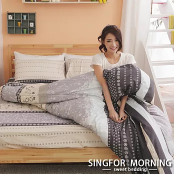 幸福晨光《宮廷花棗》單人三件式天絲絨床包被套組