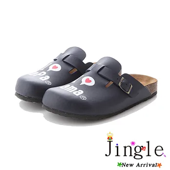 Jingle我愛爸媽前包後空勃肯風鞋-俏麗紅35質感藍