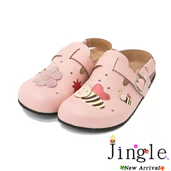 Jingle小蜜蜂樂園前包後空勃肯風鞋-甜美粉35甜美粉