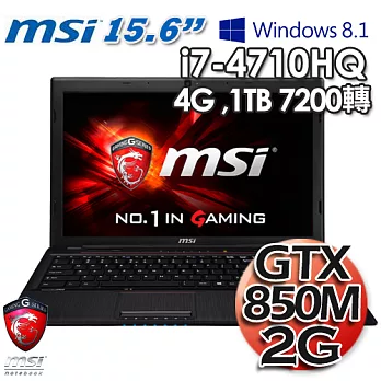 MSI微星GE60 2PL 15.6吋 i7-4710HQ GTX850M 獨顯2G Win 8.1 專業電競筆電