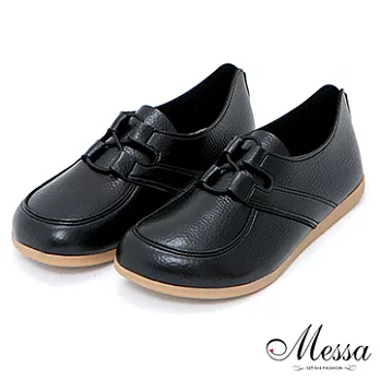 【Messa米莎】(MIT)休閒感扭結裝飾舒適饅頭休閒鞋-五色36黑色