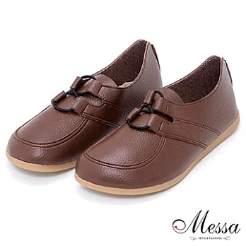 【Messa米莎】(MIT)休閒感扭結裝飾舒適饅頭休閒鞋-五色36咖啡色