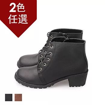 FUFA MIT 簡約側拉鍊低跟靴(FM01) - 共兩色23黑
