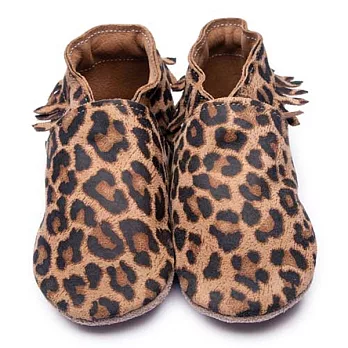 英國製Inch Blue，真皮手工學步鞋禮盒，Moccasin-Leopard(6~12M)