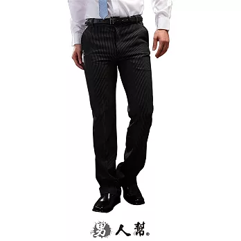 【男人幫】K0415＊【氣質黑窄版立體條紋中低腰直筒西裝褲】黑色 M號