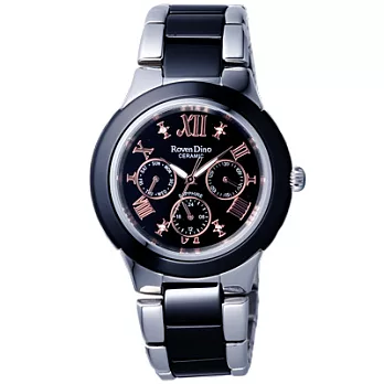 Roven Dino羅梵迪諾微美羅馬時尚晶鑽腕錶-黑