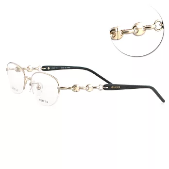 【GUCCI】鈦金屬半框鎖鏈光學眼鏡(8558J-3YG)