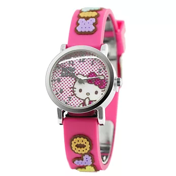 Hello Kitty 快樂原點立體俏麗腕錶-桃紅
