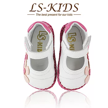 【LS-KIDS】手工精緻學步鞋-甜美淑女鞋系列-時尚白13時尚白