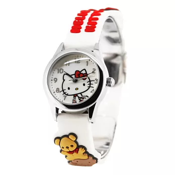 Hello Kitty 親親小熊立體俏麗腕錶-白