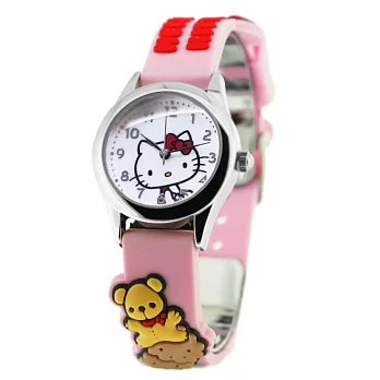 Hello Kitty 親親小熊立體俏麗腕錶-粉紅