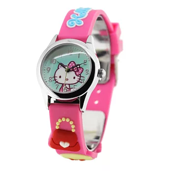 Hello Kitty 亮麗淑女立體俏麗腕錶-綠x桃紅
