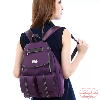 【a Lady ’s真皮】森之極簡多袋後背包(B組2色)璨紫